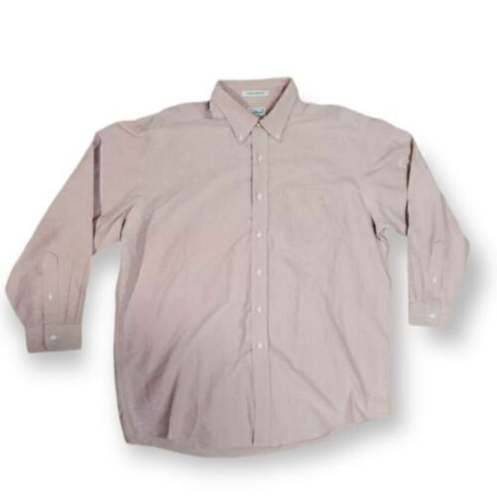 LL Bean Wrinkle Resistant Mens XL Red/White 100% Cotton Long‎ Sleeve Shirt